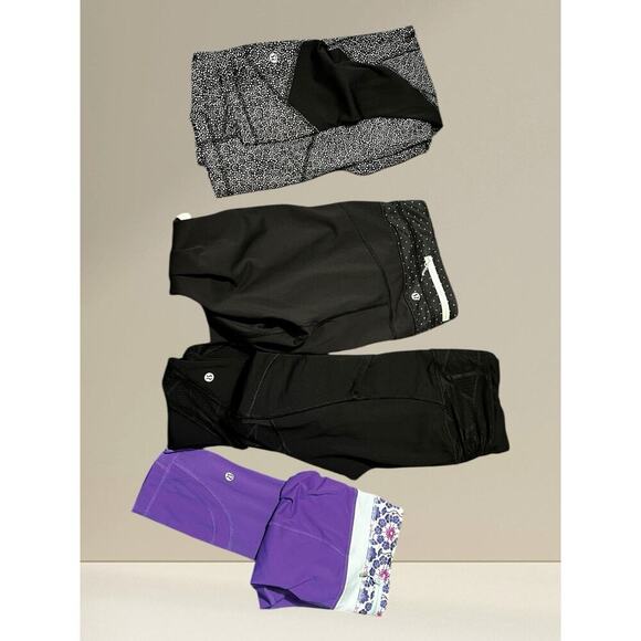 Lululemon Crop Leggings Bundle - Size 6- 4 Pairs Groove Run Inspire Mesh Floral - Picture 2 of 10